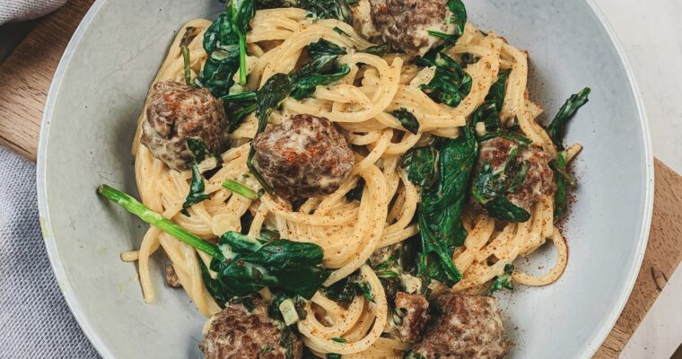 Spaghetti met mosterd-roomsaus