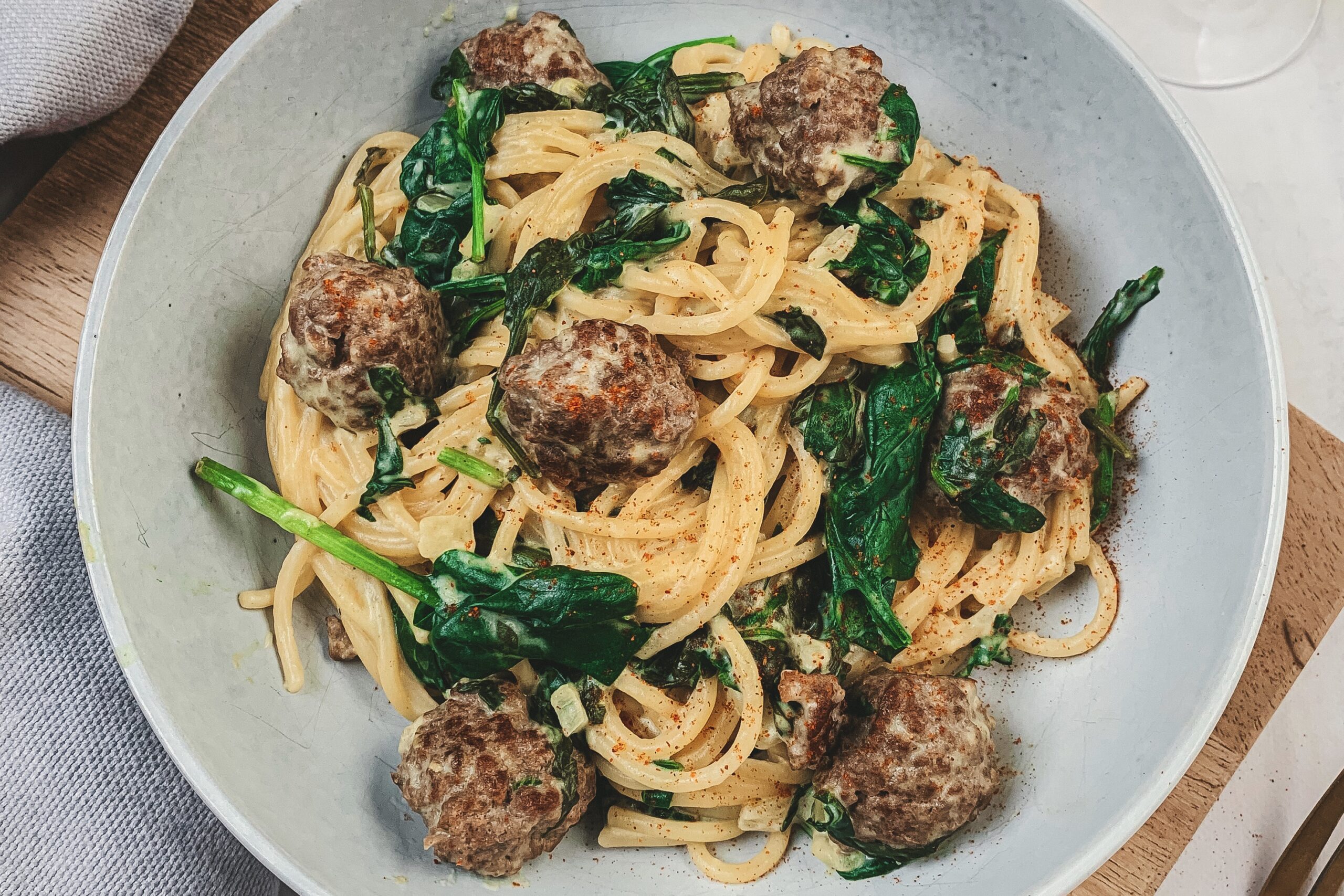 Spaghetti met mosterd-roomsaus